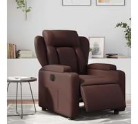 Générique Fauteuil inclinable électrique Marron Similicuir avec Repose-Pied, Inclinaison 135 degrés, Moteur électrique, Dossier réglable, Porte-gobelets et Poche latérale, Cadre Bois