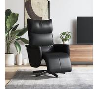 Générique Fauteuil inclinable Manuel Similicuir Noir pivotant 360 degrés avec Repose-Pieds, Dossier réglable de 105 à 125 degrés, accoudoirs rembourrés, Cadre en contreplaqué et métal,