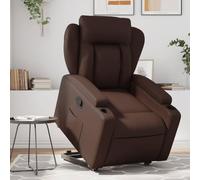 Générique Fauteuil inclinable Marron Similicuir avec Fonction de Levage électrique et Inclinaison Manuelle 135 degrés, Fauteuil Relax pour Personnes âgées avec Porte-gobelets et Poche