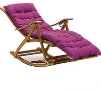 Générique Fauteuil inclinable Pliant réglable - Fauteuil de Camping - Fauteuil à Bascule Pliant en Bambou avec 6 Vitesses de réglage pour Chambre et Salon, (Taille_Name, Bois + Coussin en Coton Gris)