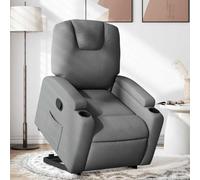 Générique Fauteuil inclinable releveur électrique Gris foncé en Tissu avec Repose-Pieds, Inclinaison Manuelle 135 degrés, Porte-gobelets et Poche latérale, Cadre Bois et métal, Charge Max