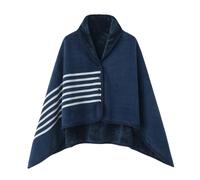 Générique Femme Poncho Polaire Plaid Châle Cape Chaud d'hiver avec Boutons Couverture à Carreaux, 100x140cm