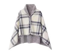 Générique Femme Poncho Polaire Plaid Châle Cape Chaud d'hiver avec Boutons Couverture à Carreaux, Couverture de Canape, 100x140cm