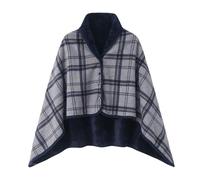 Générique Femme Poncho Polaire Plaid Châle Cape Chaud d'hiver avec Boutons Couverture à Carreaux, Couverture de Canape, 100x140cm
