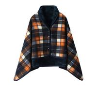 Générique Femme Poncho Polaire Plaid Châle Cape Chaud d'hiver avec Boutons Couverture à Carreaux, Couverture de Canape, 100x140cm