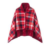 Générique Femme Poncho Polaire Plaid Châle Cape Chaud d'hiver avec Boutons Couverture à Carreaux, Couverture de Canape, 100x140cm