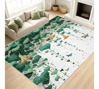 Générique Feuilles Tapis Salon 200x290 cm, Grand Tapis Ipomée Vigne Papillon à Pois Poil Court Lavable en Machine Antidérapant Doux pour Chambre Salle De Jeux Bureau Salle à Manger