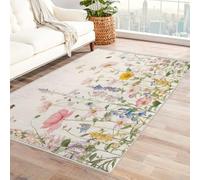 Générique Fleur Sauvage Tapis de Sol, Aquarelle Floral Petit Tapis Poil Court - 50x80cm, Tapis Salon Cuisine Bureau Chambre Lavables Antidérapant Doux X-N6