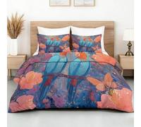 Générique Fleurs Aquarelle Housse de Couette 240 x 260 cm, Parure de Lit 2 Personnes en Douce Microfibre, Animal Perroquet Housse de Couette avec 2 Taies d'oreiller 65 x 65 cm pour Adulte Couple