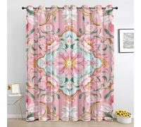 Générique Fleurs Bohème Rideau - Floral Rose Rétro Occultant Rideaux - pour Salon Chambre - Thermique Isolant Rideau 2 Panneaux - 140L X 240H cm Tn401