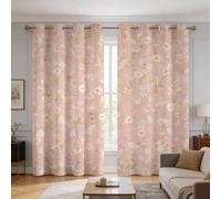 Générique Fleurs Roses Rideau Occultant, L 110 x H 215 | Motif Rose Vintage Shabby Chic Rideaux Imprimé, Decoration Chambre Salon, à Oeillets, Lot de 2 I&111