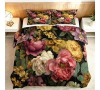 Générique Floral Couette Imprimée 200x200 cm, Réversible Couette Couverture pour 4 Saisons Respirante et Douce, Édredon avec 2 Taies d'oreiller, pour lit 2 Personnes, Rose Pivoine
