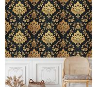 Générique Floral Papier Peint Avec Support adhésif Mat étanche à l'eau Imprimé Fleur Dorée Auto-adhésif Autocollant Amovible Pour Maison Salon Chambre Canapé Cusine 45x500CM