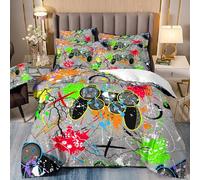 Générique Gamepad Housse de Couette 220x240 Enfant GarçOn Ado Gamer Housse de Couette 1 Personne, Parure de Lit 220x240 Gaming Parure de Lit Enfant en Microfibre avec Fermeture éClair