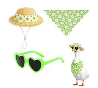 Générique Geese Statue Clothes - Cute Animal Goose Costume Set With Straw Hat Sunglasses Daisy Flower Print Outfit For Indoor Outdoor Garden Pathway Beach Seaside Summer