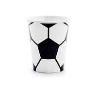 Générique Gobelets Anniversaire Football, Lot de 6 Verres en Carton Blanc et Noir, 26cl, 9.5 x 7.5 cm, Design Ballon de Football pour Fête Sportive, Anniversaire Fille ou Garçon
