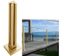Générique Gold Glass Railing Clamp Hardware - Stainless Steel Balustrade Post for Staircase & Balcony Fencing, 125cm (49 1/4") Corner Post with Screws