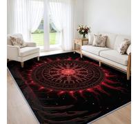 Générique Grand Tapis de Salon 100 x 160 cm Fantasy Lavable en Machine, Antidérapant Tapis à Poil Court Doux Galaxie Ciel Étoilé Anneau Rouge pour Chambre, Cuisine, Salle à Manger & Bureau