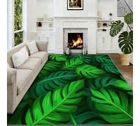 Générique Grand Tapis de Salon 80 x 150 cm Nature Lavable en Machine, Antidérapant Tapis à Poil Court Doux Plantes Tropicales Feuilles De Palmier pour Chambre, Cuisine, Salle à Manger & Bureau