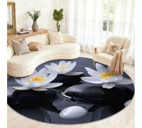 Générique Grand Tapis Rond Lavable pour Salon, Chambre à Coucher, Table à Manger, décoration d'intérieur Motif Pierres Zen 180 cm