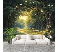 Générique Grande taille Papier Peint de Photo 250x175 cm Cerf La ForêT RêVeur Peler Et Coller Papier Peint Panoramique intissé Murale Vert Pour Salon Chambre Enfant Chambre Décoration