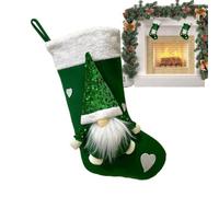 Générique Grandes Chaussettes de Noël sans Visage Déco Pochette Friandises | Chaussette Gnome à Sequins Pour Spectacle Scolaire, Porte d'Entrée et la Vert