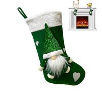 Générique Grandes Chaussettes de Noël sans Visage Déco Pochette Friandises | Chaussettes Décoratives Noël Design Gnome à Paillettes Pour Spectacle Scolaire, Porte d'Entrée et la Vert