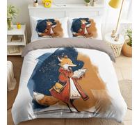 Générique Gris Parure Housse Couette pour Espace privé, Anti-Froissement Fermeture Éclair et Attaches Intérieures, Parure de Lit Dessin Animé Dessiné À La Main Conte De Fée Animal Renard Mignon Livre