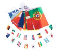 Générique Guirlande de Drapeaux en Ficelle Polyester pour Décoration de Bar et Fête, Bannière Suspendue Internationale 32 Pays, Imprimée Clairement et Résistante