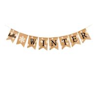 Générique Guirlande de Fête D'hiver en Lin Fanions Flocon Délicats, Décoration Chic pour Fête à Thème et Séance Photo