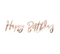 Happy Birthday Banner Joyeux Anniversaire Bannière Banderole d'Anniversaire Glitter Décorations de Fête d'Anniversaires Party pour Filles Garçons Adultes - Or Rose