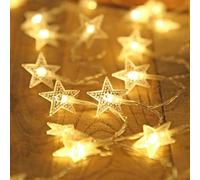 Générique Guirlande Lumineuse Étoilée, 20 LED Lumières Extérieures en Étoiles, Étanche Décoration Lumineuse pour Fenêtre Intérieur Fête Salle de Classe Mur Chambre Arbre Tente Plafond Salon