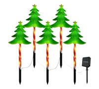 Générique Guirlandes Solaires de Noël 5 Pièces Éclairage d'Ambiance LED | Lumières D'Arbre De Noël LED Solaires Sur Piquets Pour Extérieur Pour Décorations De Jardin Porche Balcon