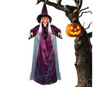 Générique Halloween Witch Decorations Outdoor | Garden Hanging Decors | Spooky Talking Witch With Glowing Eyes For Porch Patio Garden Yard Home Themed Party | Haunted House Photography Outdoors