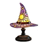 Générique Halloween Witch Lamp - Resin USB Powered LED Gothic Witch Hat Light, 7x4.3x3.1inch Stained Decorative Table Lamp for Bookshelf Mantelpiece Windowsill Family Gathering Display