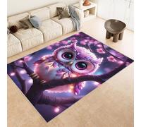 Générique Hibou Vibrant Tapis 80x150cm Niche Art Antidérapant Poils Bas Moquettes Sol Décoration Durable Doux Machine Lavable Grand Tapis pour Chambre Salon Balcon Couloir 17y72
