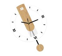 Générique Horloge Murale pivotante en Acrylique silencieuse, Texture du Bois, Design Contemporain, Grand Nombre Romain/Arabe pour Chambre à Coucher, Salon, Horloge pivotante à Grains de Bois