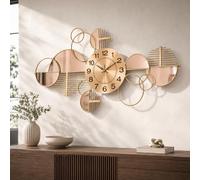 Générique Horloge Murale silencieuse,Décoration Murale en métal 3D,86x43cm | Horloge Murale en Métal,Relief Géométrique 3D,Lecture Claire,Accessoires Inclus,Salon,Chambre,Bureau et Entrée