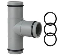 Générique Hose Connector - 32mm PP Straight T-Type Pool Pump Pipe Splitter | Sturdy PP 32mm replacement connectors easily adjust pipe length or split water direction to ensure smooth pool waterflow.