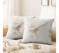Générique Housse Coussin Élégant, Pur, Frais Cadeaux intérieur Chapeau à Large Bord, Fleur, Élégant, Féminin Doux Décoratif Taie d'oreiller pour Canapé, Salon, Chambre, 30 x 30 CM