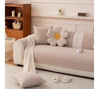 Générique Housse de Canapé Coton Matelassée Antidérapant Lavable 2 3 4 Places Protection Angle Couvre Jeté Salon Chat Chien Griffe Universelle Doux Meubles Décoration(Khaki,110x210cm)