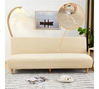 Generique Housse De Canapé sans Accoudoirs 2 3 Places Jacquard Extensible Imperméable Résistant Aux Taches Housse De Canapé Lit Antidérapant Lavable Pliable Clic Clac(Beige,190-210cm)