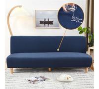 Generique Housse De Canapé sans Accoudoirs 2 3 Places Jacquard Extensible Imperméable Résistant Aux Taches Housse De Canapé Lit Antidérapant Lavable Pliable Clic Clac(Blu,160-190cm)