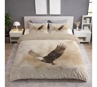 Générique Housse de Couette 160 x 200 cm - Aquarelle Animal Aigle Parure de Lit 160 x 200 cm pour Adulte 2 Personne et Taies d'oreiller au Toucher Microfibre Imprimée Set 2 Pièces Jaune