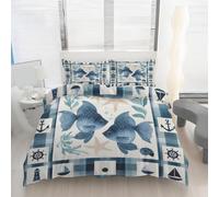Générique Housse de Couette 220x240 Poisson Océan Imprimé Vie Marine Parure de lit Réversible Microfibre avec Fermeture Éclair, 2 Personnes, Ensemble de Literie 3 Pièces et 2 Taies d'oreiller L1w18k