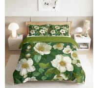 Générique Housse de Couette 240 x 260 cm Floral Feuilles Vertes Parure de Lit, Vintage Morris Ensemble de literie Adultes Ado Fille Sets de Housses de Couettes Vert Literie Set Couvre Lit