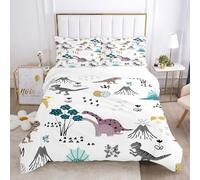 Générique Housse de Couette 90x190 Enfant Dinosaure Volcan Parure de Lit 90x190 Enfant Garçon Fille Adulte Dessin Animé Dino Housse de Couette 1 Personne Microfibre avec Fermeture éclair