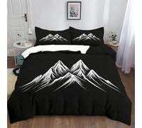 Générique Housse de Couette Costume 140x200 cm Montagnes Simples Noires Adulte Enfants Housse de Couette 3 Pièces Doux Polyester Coton Parure De Lit, pour Toutes Les Saisons