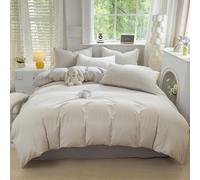 Générique Housse De Couette Coton Doux Linge De Lit pour 1~2 Personne Lits Housses De ÉDredon DéCorative Housse De Duvet LéGèRe Et Respirable, Fermeture éClair, Lavable(Pillow Cover: 48x74cm,Beige)