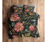 Générique Housse de Couette Fleurs Vintage - 240 x 260, 2 Taies d'oreiller 65x65 - Parure de Lit Fleur Botaniqu, 2 Personnes - Decoration Chambre, Cadeau - Microfibre, Zippée (BD249)
